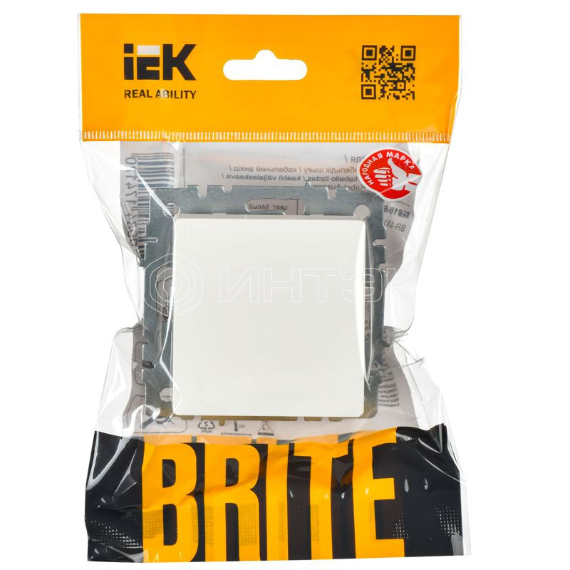Выключатель 1-кл. СП BRITE ВС10-1-4-БрБ 10А самовозвратн. механизм бел. IEK BR-V14-0-10-K01 изображение, фото