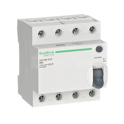 Выключатель дифференциального тока City9 Set 4п 40А 100мА A-S 400В Systeme Electric C9R76440