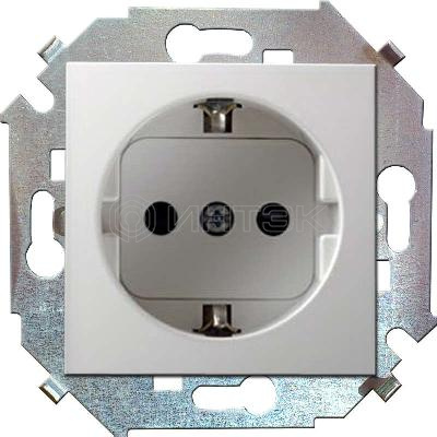 Розетка 1-м СП Simon 15 16А IP20 250В с заземл. Schuko защ. шторки винтов. клеммы механизм бел. Simon 1591443-030 изображение, фото
