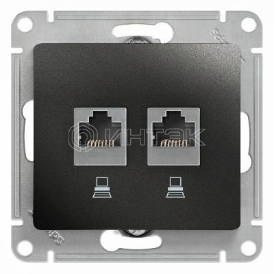 Розетка компьютерная 2-м Glossa RJ45 кат.5E механизм антрацит  Systeme Electric GSL000785KK изображение, фото