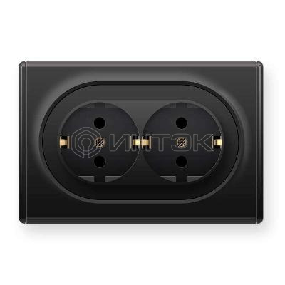 Розетка 2-м СП Florence 16А IP20 с заземл. винт. контакты черн. 1E10401303 OneKeyElectro 2172813 изображение, фото