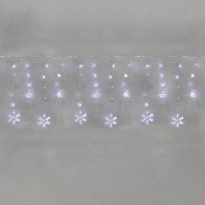 Гирлянда светодиодная "Бахрома" со снежинками 2.4х0.9м 150LED бел. 7.5Вт 230В IP20 с контроллером 8 режимов Neon-Night 255-075 изображение, фото