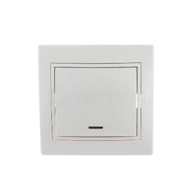 Выключатель 1-кл. СП Mira 10А IP20 с подсветкой с бел. вставкой бел. LEZARD 701-0202-111 изображение, фото