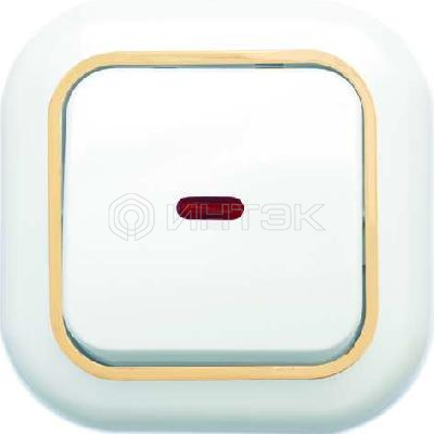 Выключатель 1-кл. СП Валентина 10А IP20 С16-068 с индикацией бел./зол. Кунцево 7646 изображение, фото