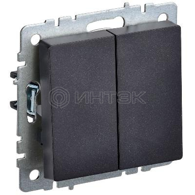 Выключатель проходной 2-кл. СП BRITE ВС10-2-6-БрЧ 10А механизм черн. IEK BR-V22-0-10-K02 изображение, фото