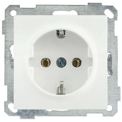 Розетка 1-м СП Bolero РС11-1-0-Б 16А IP20 с заземл. механизм бел. IEK ERB11-K01-16-1 изображение, фото