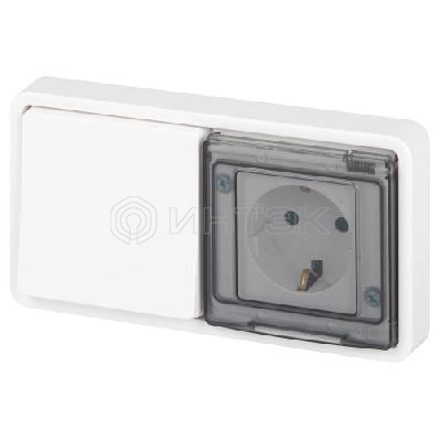 Блок розетка с выключателем Эксперт 11-7521-01 IP55 16А (10AX)-250В СУ бел. Эра Б0063261 изображение, фото