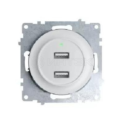 Розетка USB 2-м СП Florence 16А IP20 с подсветкой механизм бел. (1E10351300) OneKeyElectro 2260089 изображение, фото
