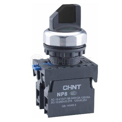 Переключатель без подсветки NP8-11X/312 3 полож. с фиксацией черн. 1НО+1НЗ IP65 (R) CHINT 667137 изображение, фото