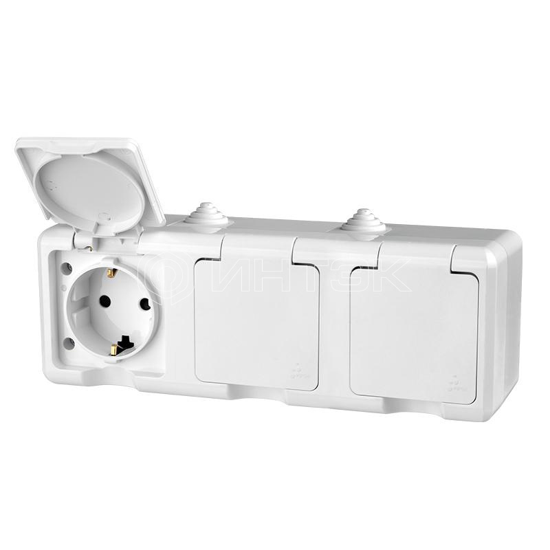 Розетка 3-м ОП Dita 16А IP54 250В с заземл. с крышкой бел. TOKOV ELECTRIC TKL-DT-R3Z-C01-IP54 изображение, фото