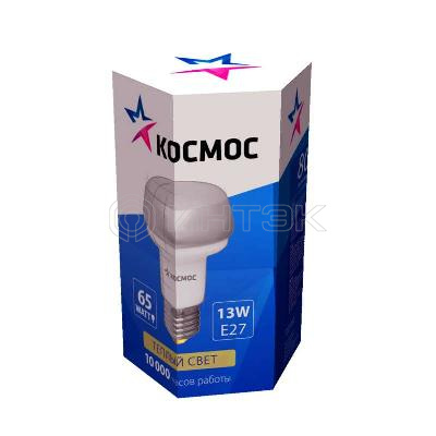 Лампа люминесцентная компакт. R63 13Вт E27 2700К D КОСМОС lksmR63d13wE2727 изображение, фото