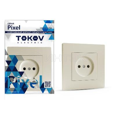 Розетка 1-м СП Pixel 16А IP20 без заземл. в сборе беж. TOKOV ELECTRIC TKE-PX-R1F-C02 изображение, фото