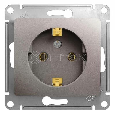 Розетка 1-м СП Glossa 16А IP20 250В с заземл. механизм платина  Systeme Electric GSL001243 изображение, фото