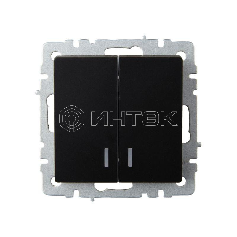 Выключатель 2-кл. СП BRITE ВС10-2-1-БрЧ 10А с индик. механизм черн. IEK BR-V20-1-10-K02 изображение, фото