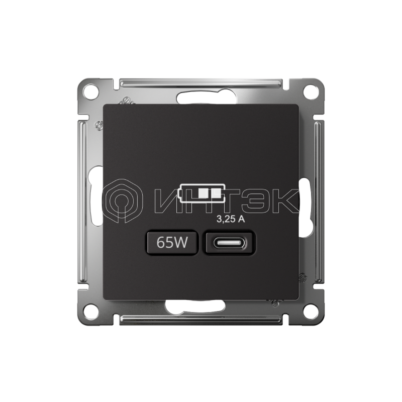 Розетка USB AtlasDesign тип C 65Вт QC PD высокоскор. ЗУ механизм карбон Systeme Electric ATN001027 изображение, фото