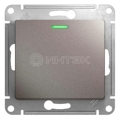Выключатель 1-кл. СП Glossa 10А IP20 (сх. 1а) 10AX с подсветкой механизм платина  Systeme Electric GSL001213 изображение, фото