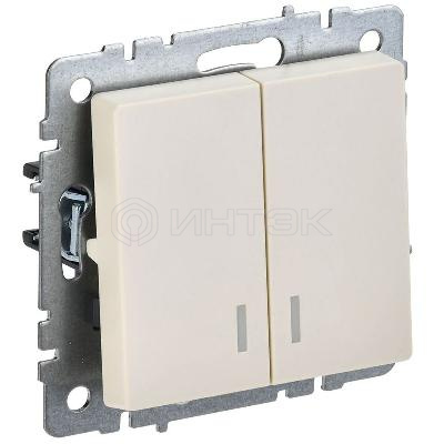 Выключатель 2-кл. СП BRITE ВС10-2-1-БрКр 10А с индик. механизм беж. IEK BR-V20-1-10-K10 изображение, фото
