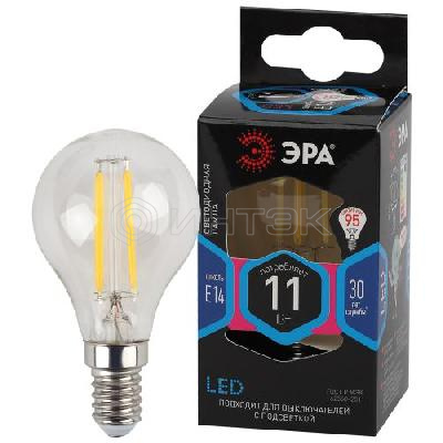 Лампа светодиодная филаментная F-LED P45-11W-840-E14 11Вт P45 шар 4000К нейтр. бел. E14 Эра Б0047014 изображение, фото