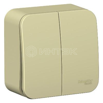 Выключатель 2-кл. ОП Blanca 10А IP20 (сх. 5) 250В с изолир. пластиной беж.  Systeme Electric BLNVA105017 изображение, фото