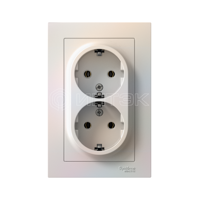 Розетка 2-м СП AtlasDesign 16А IP20 с заземл. в сборе жемчуж.  Systeme Electric ATN000424 изображение, фото