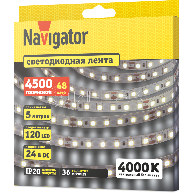 Лента светодиодная 95 301 NLS-2835W120-9.6-IP20-24V (уп.5м) Navigator 95301 изображение, фото