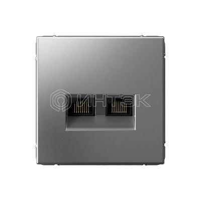 Розетка двойная компьютерная ArtGallery RJ45+RJ45 кат. 6A механизм сталь Systeme Electric GAL000988 изображение, фото