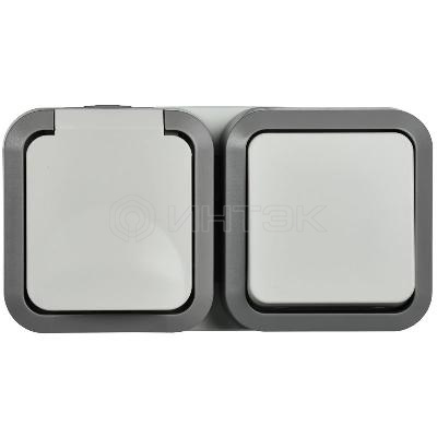 Блок ОП розетка + выключ. горизонт. TORS 16А IP55 TS242 бел. IEK TS-G10-6-55-V-K41 изображение, фото