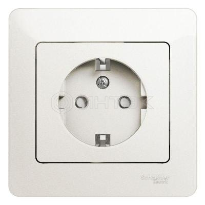 Розетка 1-м СП Glossa 16А IP20 с заземл. защ. шторки в сборе перламутр. Systeme Electric GSL000644 изображение, фото