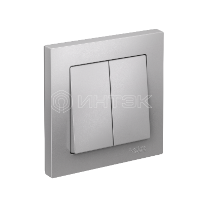 Выключатель 2-кл. СП AtlasDesign 10А IP20 (сх. 5) 10AX в сборе алюм.  Systeme Electric ATN000352 изображение, фото