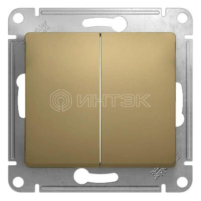 Выключатель 2-кл. СП Glossa 10А IP20 (сх. 5) 10AX механизм титан  Systeme Electric GSL000451 изображение, фото