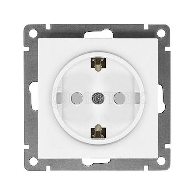 Розетка 1-м СП Афина 16А IP20 с заземл. защ. шторки механизм бел. Universal A0049 изображение, фото