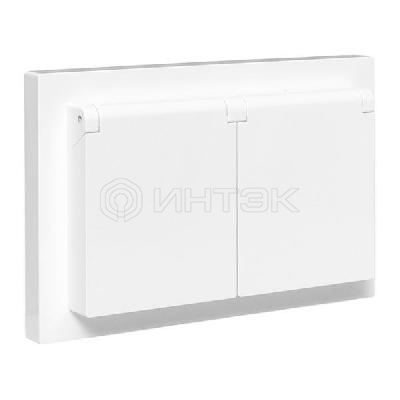 Розетка 2-м СП Эпика 16А IP44 с заземл. защ. шторки с рамкой с крышками механизм бел. EKF UP1-SOW-211-44 изображение, фото