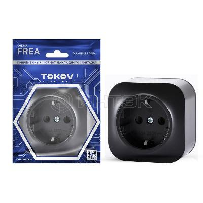 Розетка 1-м ОП Frea 16А IP20 250В с заземл. АБС-пластик карбон TOKOV ELECTRIC TKE-FR-R1Z-C14 изображение, фото
