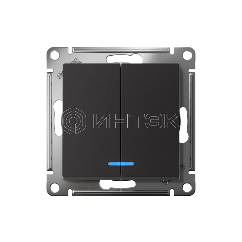 Выключатель 2-кл. СП AtlasDesign 10А IP20 (сх. 5а) 10AX с подсветкой механизм карбон  Systeme Electric ATN001053 изображение, фото