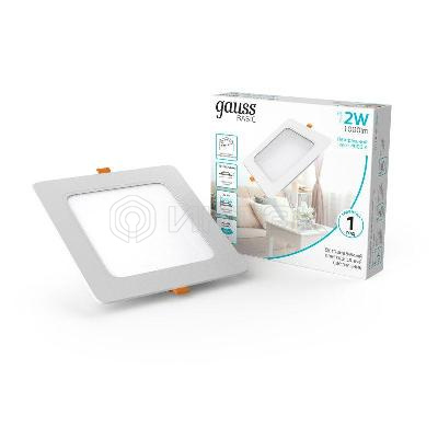 Светильник светодиодный Basic Downlight 12Вт 4000К IP20 1000лм 170-260В 145х26 квадрат бел. GAUSS 9031420212 изображение, фото