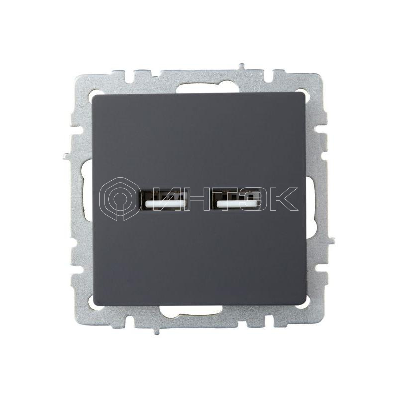 Розетка BRITE USB A+A 3.1А РЮ10-1-БрГ механизм графит IEK BR-U21-D31-K53 изображение, фото