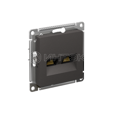 Розетка компьютерная 2-м AtlasDesign RJ45+RJ45 кат.5E механизм базальт Systeme Electric ATN001485 изображение, фото