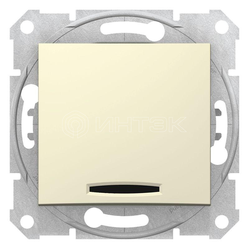 Переключатель проходной 1-кл. СП Sedna 10А IP20 (сх. 6а) 250В с син. подсветкой механизм беж. Schneider Electric SDN1500147 изображение, фото