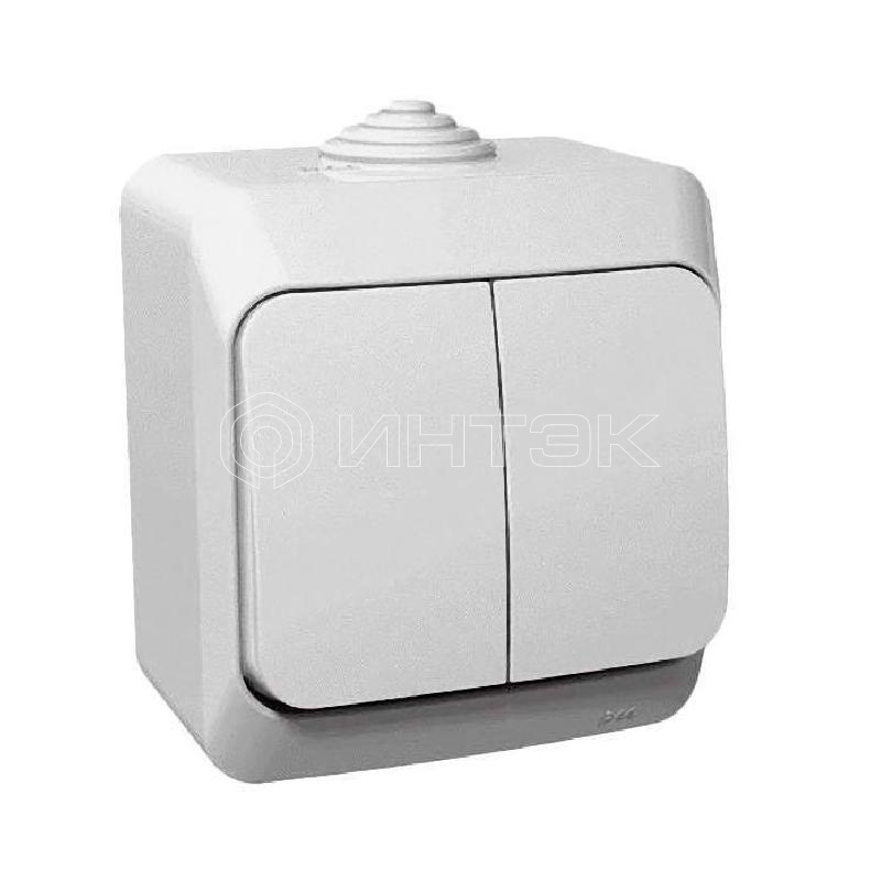 Выключатель 2-кл. ОП Этюд 10А IP44 10AX бел.  Systeme Electric BA10-042B изображение, фото
