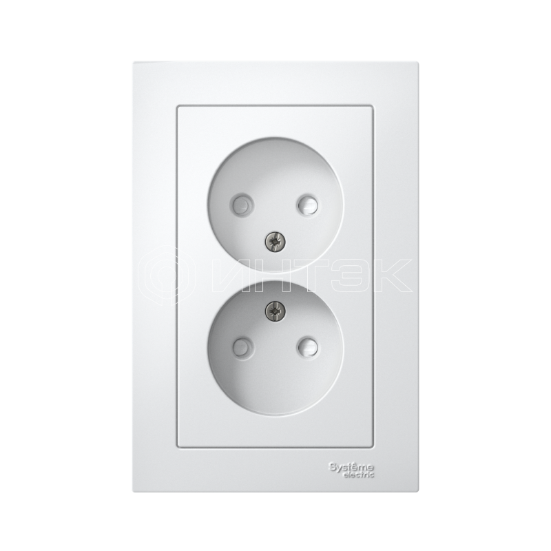 Розетка 2-м СП AtlasDesign 16А IP20 без заземл. защ. шторки в сборе бел.  Systeme Electric ATN000122 изображение, фото