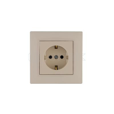 Розетка 1-м Karea RIZZ с заземл. крем Makel 88010028 изображение, фото
