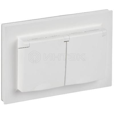 Розетка 2-м СП BRITE РСбш12-3-44-БрАБ 16А IP44 в сборе с крышкой арктич. бел. IEK BR-R26-16-44-K91-F изображение, фото