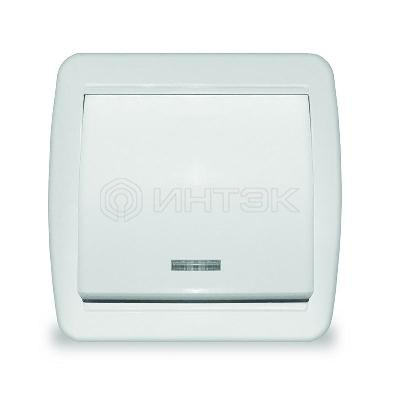 Выключатель 1-кл. ОП Клио с подсветкой 10А IP44 бел. UNIVersal К2225 изображение, фото
