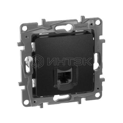 Розетка компьютерная 1-м СП Etika RJ45 кат.5E UTP механизм антрацит IEK 672641 изображение, фото