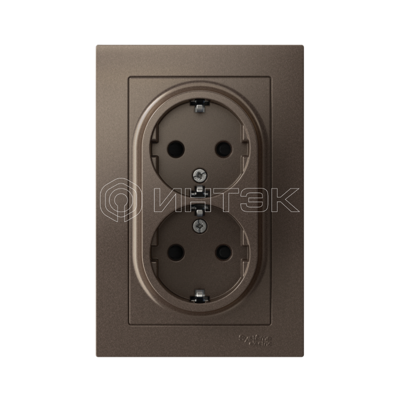 Розетка 2-м СП AtlasDesign 16А IP20 с заземл. защ. шторки в сборе мокко Systeme Electric ATN000626 изображение, фото
