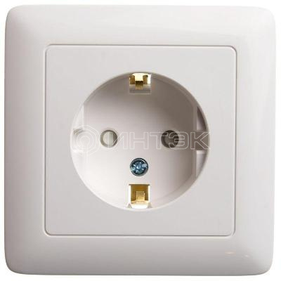 Розетка 1-м СП 1мод. Хит 16А IP20 250В с заземл. защ. шторки бел.  Systeme Electric RS16-136-B изображение, фото