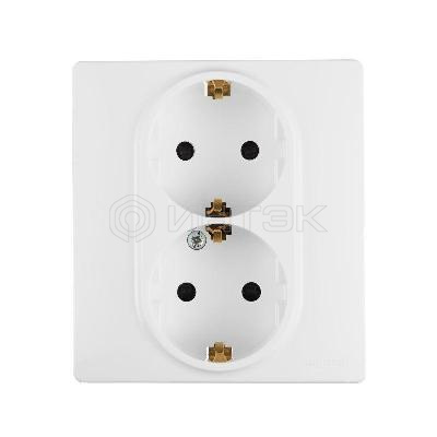 Розетка 2-м СП Etika 16А IP31 250В 2х2P+E с заземл. защ. шторки немецк. стандарт безвинт. клеммы бел. Legrand 672233 изображение, фото