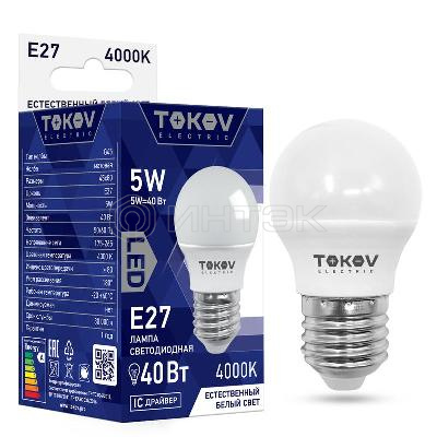 Лампа светодиодная 5Вт G45 4000К Е27 176-264В TOKOV ELECTRIC TKE-G45-E27-5-4K изображение, фото