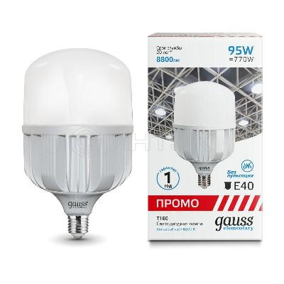 Лампа светодиодная Elementary 95Вт T160 цилиндр 6500К холод. бел. E40 8800лм Promo GAUSS 60430 изображение, фото