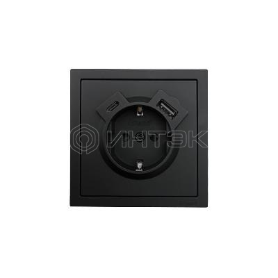 Розетка 1-мест. с/з Type-C+USB разъем СП ZIMA IP20 черн. бархат LEZARD 704-4288-181TC изображение, фото